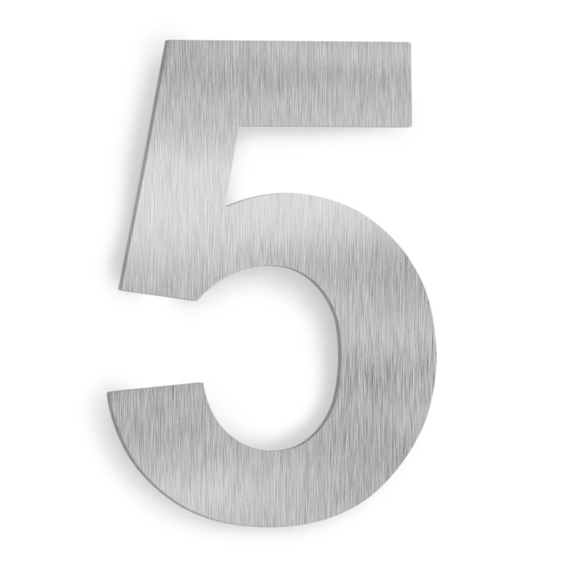 Numéro de maison à fixation flottante 6 po, 5, Argent