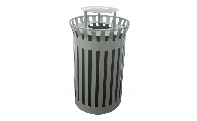 Steel Open Kitchen Trash Can, Charcoal, 43.75" H x 22" W x 22" D