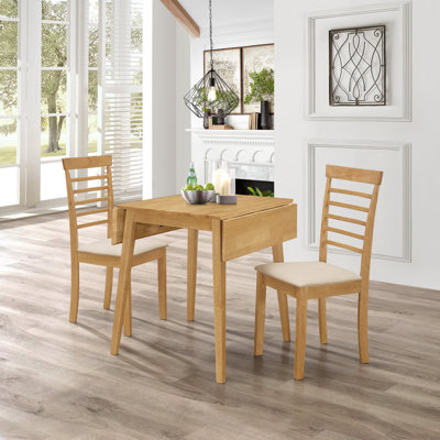 Ahwahnee 2 - Person Drop Leaf Rubberwood Solid Wood Dining Set