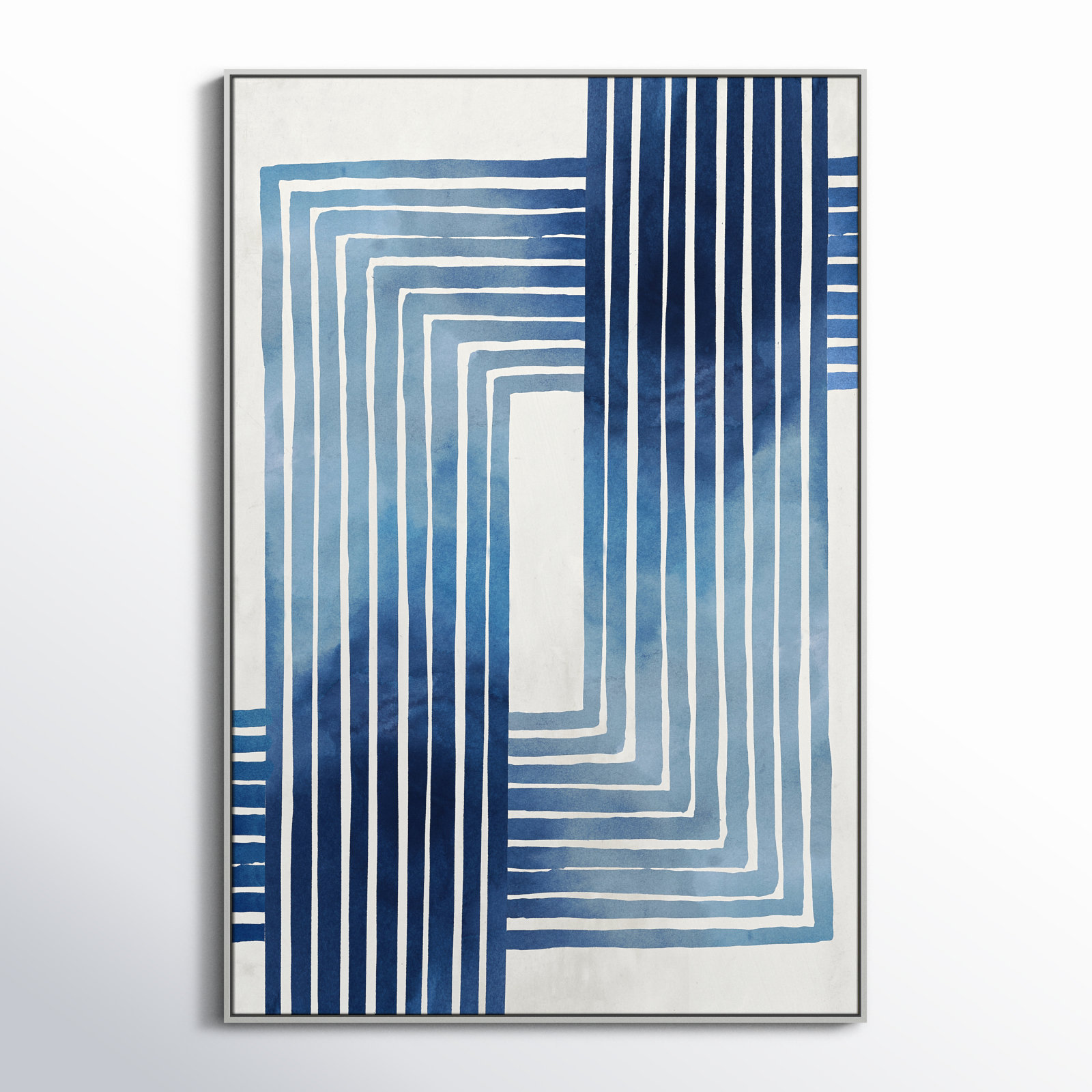 Lanny "In Unison" Painting by Eva Watts, Silver Framed Canvas, 61.5" H x 41.5" W x 2" D