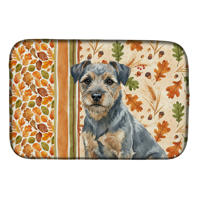 Border Terrier Heirloom Fall Dish Drying Mat