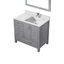 Meuble-lavabo de salle de bain 36 po X P 22 po D, dessus en quartz décalé à droite, ensemble de robinet et Miroirs-2143774607