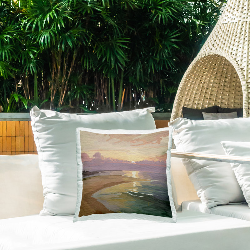 Coussin d'extérieur San Francisco Shoreline, imprimé par Amelia Noyes