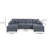 Iny U Sectional Sofa Set With Chaise, Armless Chair, 2 Pillows-111572244