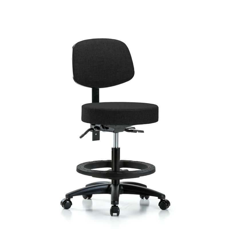 Tabouret de laboratoire à hauteur ajustable Sarah, Noir, Roulettes