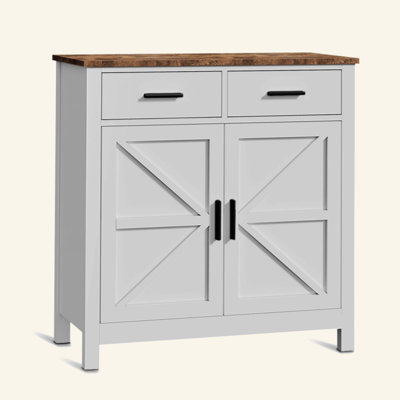 Armoire de cuisine, armoire de ferme moderne avec rangement, café avec 2 tiroirs et 2 portes, buffet de plancher pour le salon, la salle à manger et la salle de bain