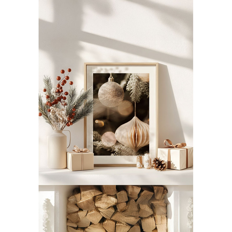 Festive Christmas Decorative Framed Painting, 13.0 x 19.0 inches | 100% Solid Wood Frame (Thickness: 0.8 inches), 100% MDF Artwork | Digital Printing for Vibrant Colors, Perfect Holiday Wall Decor for Home & Office