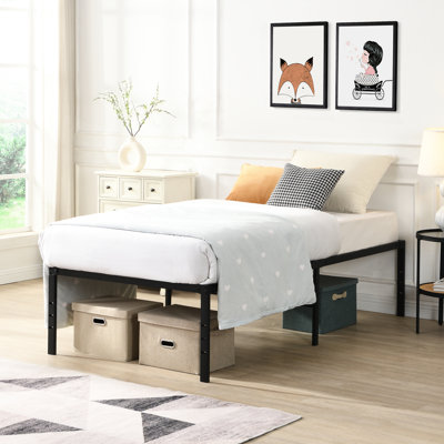Heavy Duty Twin Black Metal Bed Frame With Rapid Assembly, Quiet And Comfortable Sleep, 750 - Pound Resistance, Reinforced Mattress Support, Under Storage Room, Holes For Head Foot, Suitable