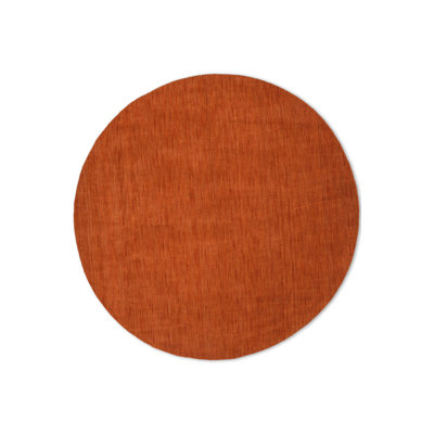 Carpenter HAND KNOTTED LOOM WOOL ECO-FRIENDLY AREA RUGS - Round Shape | Orange Color | Solid Design | Area rugs for living room, bedroom