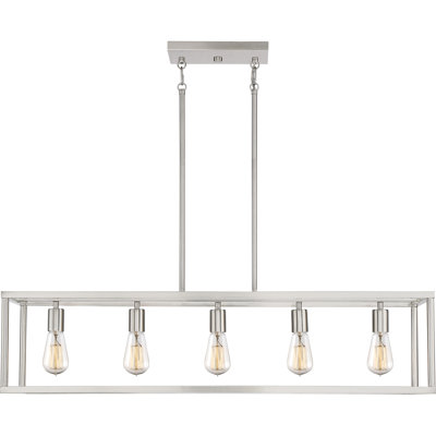 Luminaire suspendu linéaire à cinq lumières pour îlot de cuisine New Harbor