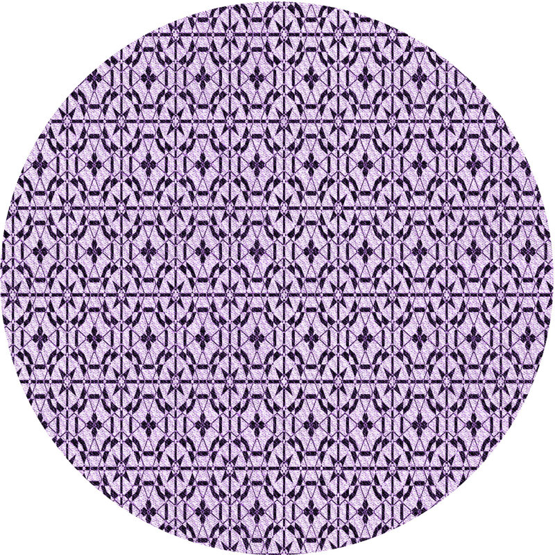 Tapis 100% à motifs lavables à la machine 2989 WSH-PAT954-PUR, Rond 4 pi