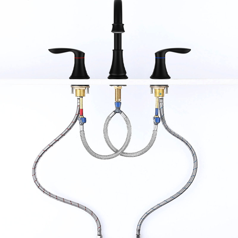 Robinet de lavabo de salle de bain espacé 8 pouces en or brossé - 2, 3 trous, bec pivotant à 360 °, prévention de la corrosion à long terme