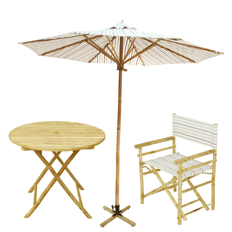 Ensemble repas d’extérieur 6 pièces Luedtke, Bandes blanches