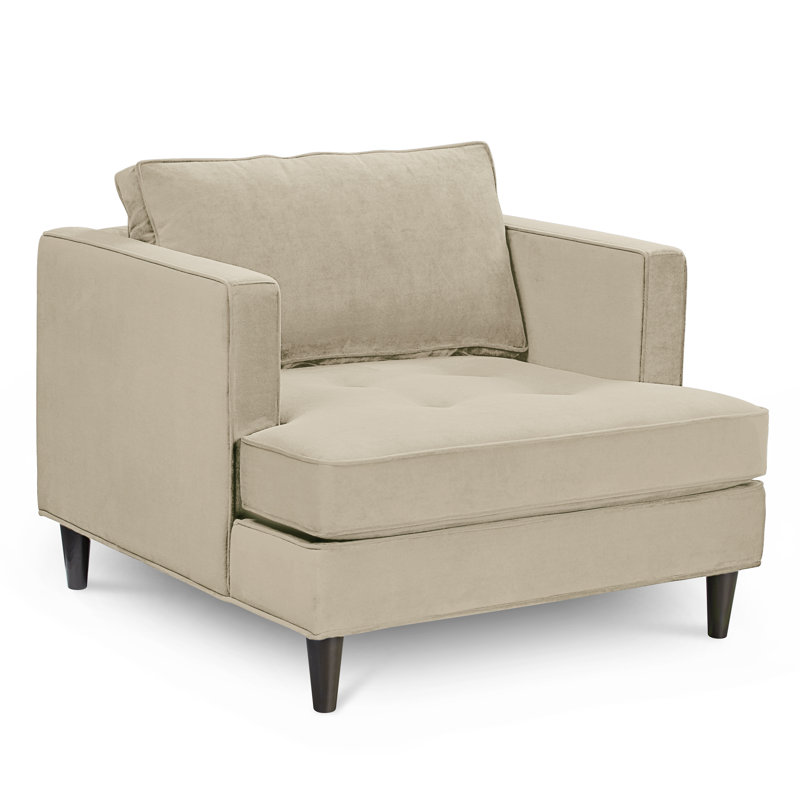 Upholstered Armchair, Bella Buckwheat Performance Velvet