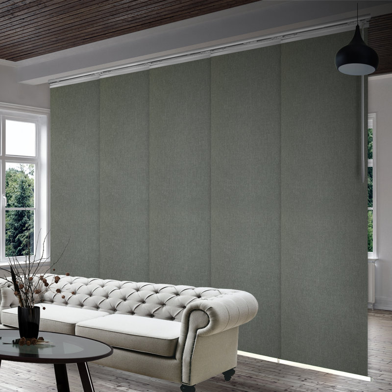 Store vertical semi-diaphane, Nickel satiné / gris foncé, L 110 po x L 94 po