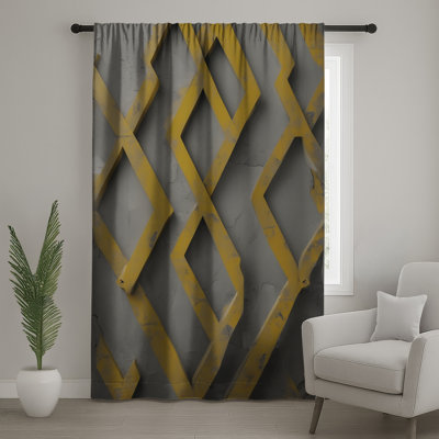 Yellow Geometric Wall Art Window Curtains, Geometric Sheer & Blockout Curtains - 1 Panel