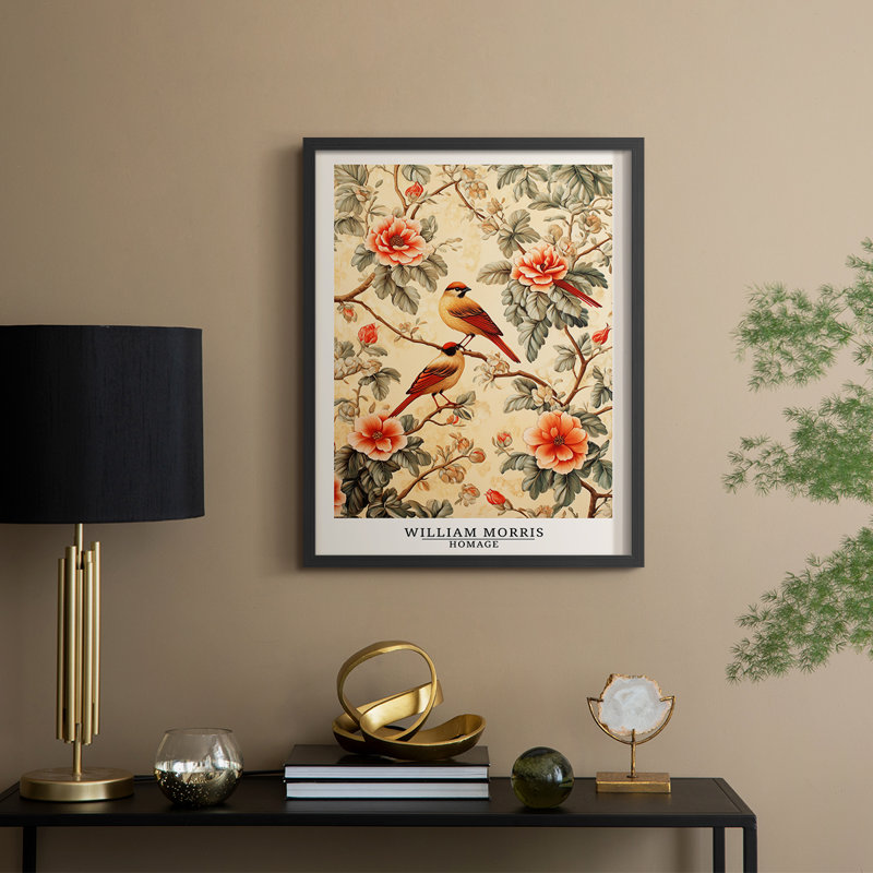 WM MORRIS Series XCIV Framed Print - Solid Wood, 15" H x 12" W, Black