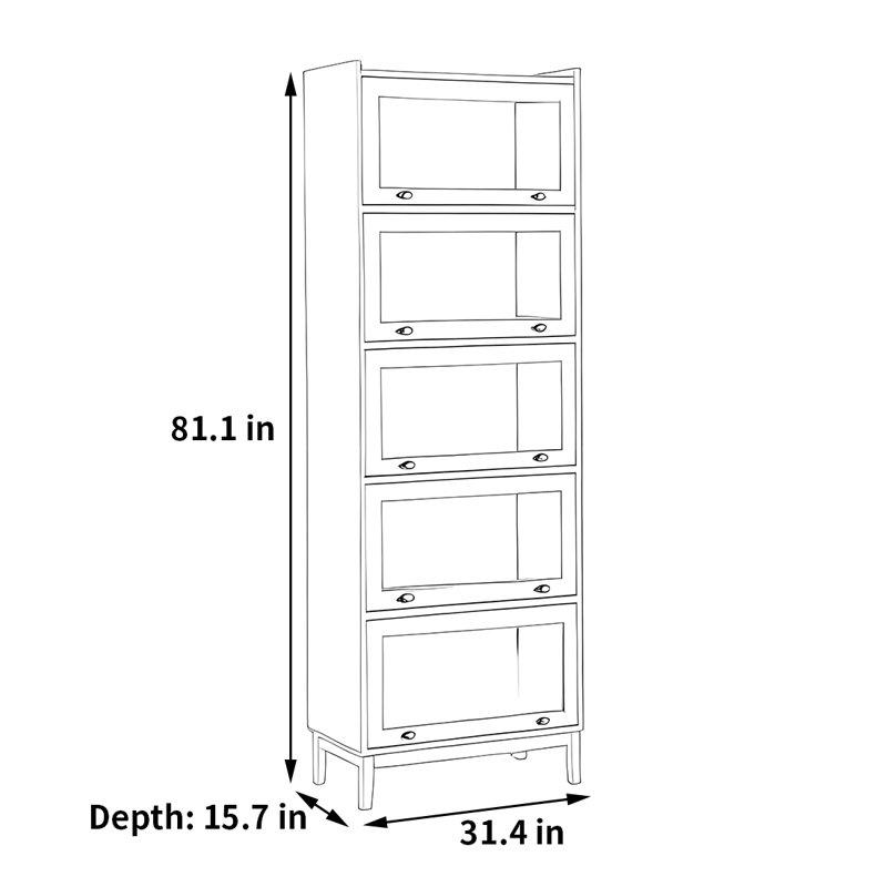 Bibliothèque polyvalente pour le rangement, (5 tablettes) H 81,1 po x l 31,4 po x P 15,7 po, Marron foncé
