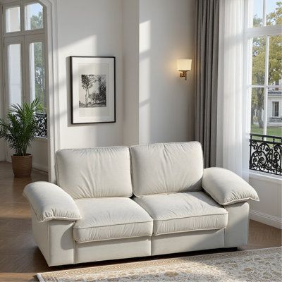 (SOFA 2.5S) Canapé de rangement compact de 78,74 po, siège de remorquage blanc crème, causeuse avec rangement caché, causeuse contemporaine pour le salon et les petites maisons