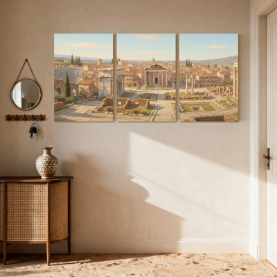Paysage et paysage urbain antique, Ruines du Forum romain, paysage, ensemble de 3 reproductions d'art sur toile
