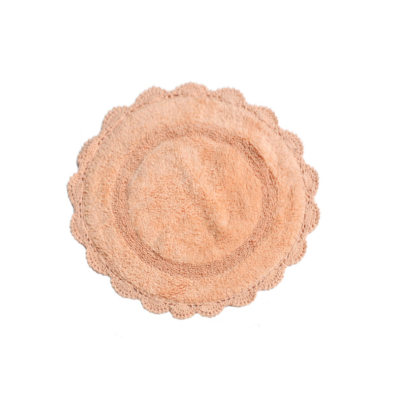 Wingert Cotton Non-Slip Bath Rug, 40" W x 40" L, Peach