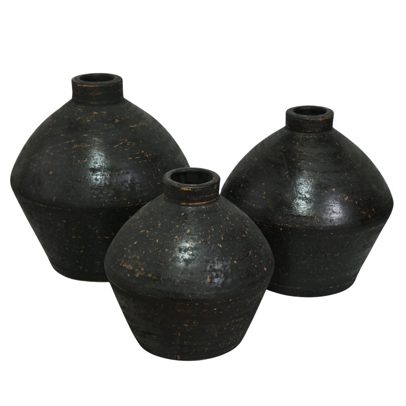 Heritage Clay Pot Trio In Black