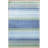 Blue Themed Stripe Geometric Patterned Fringed Vintage Decorative Carpet-211489601