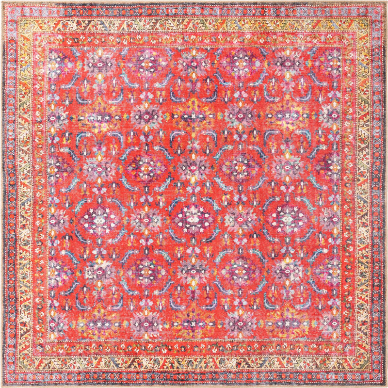 Ellizabeth Chenille Oriental Indoor Rug, Square 7'6"