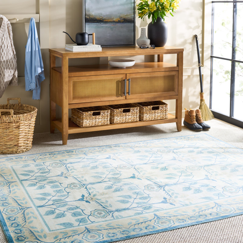 Msrw 182 Performance Machine Washable Floral Rug, Rectangle 5' x 7'