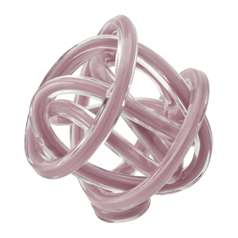 Marj Modern Glass Knot Loop Abstract Tabletop Sculpture, Pink