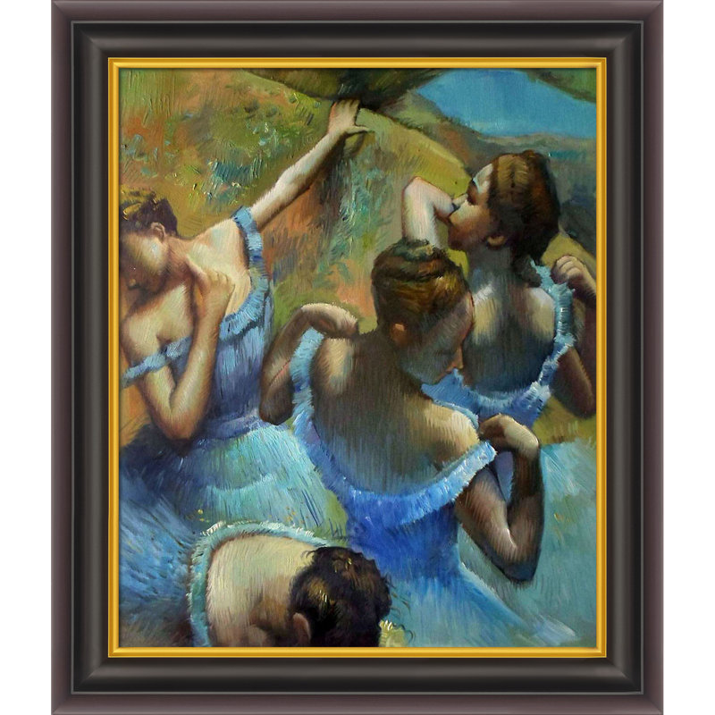 «Blue Dancers» par Degas, peinture encadrée, H 26 po x l 30 po x P 2 po, Encadré opulent