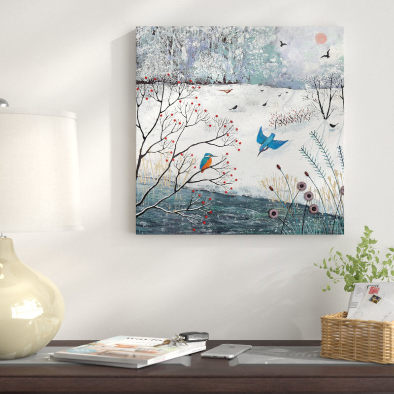 «Winter Kingfishers», reproduction sur toile, H 12 po x l 12 po x P 0,75 po, Toile tendue