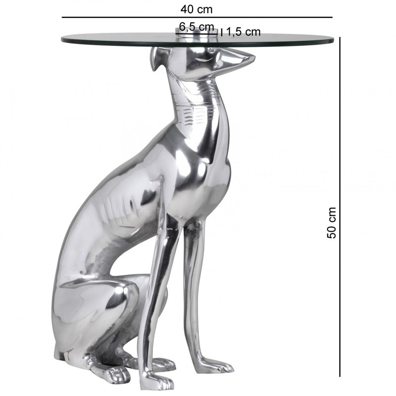Glass Top Figurine End Table, Matt brushed nickel