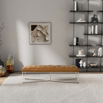 Banc en cuir brun clair Murrin