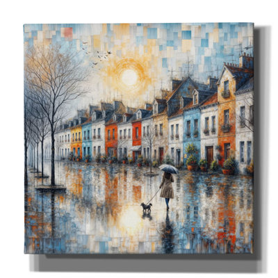  'Steet Scene 2' by Rey Klimt Canvas Wall Art, 37" x 37"
