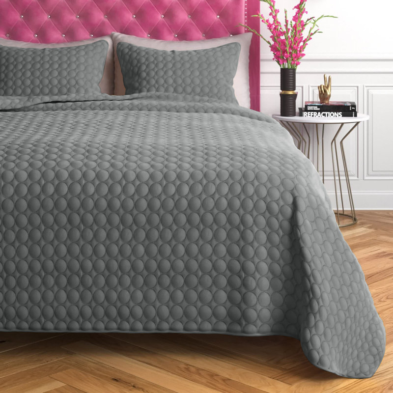 Darlenatta Polyester Waffle Quilt, King, Gray
