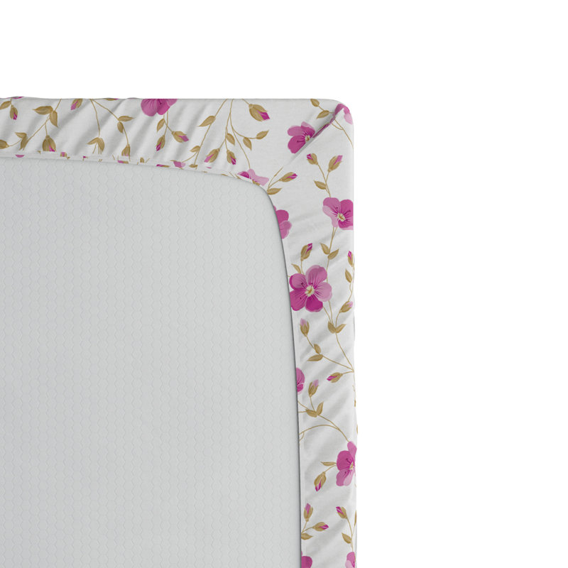 Microfiber Fitted Sheet, Twin Fitted Sheet, Pink/Green Floral