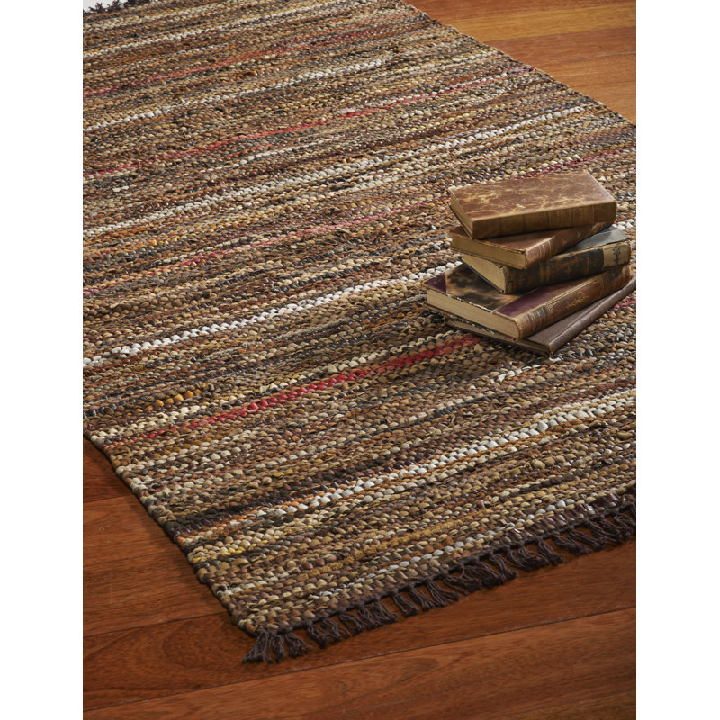 Tucson Leather Striped Indoor Rug, Rectangle 3'8" x 6'