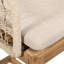 Tabouret de bar d'extérieur en bois et corde, bois fini teck avec coussin, ensemble de 2