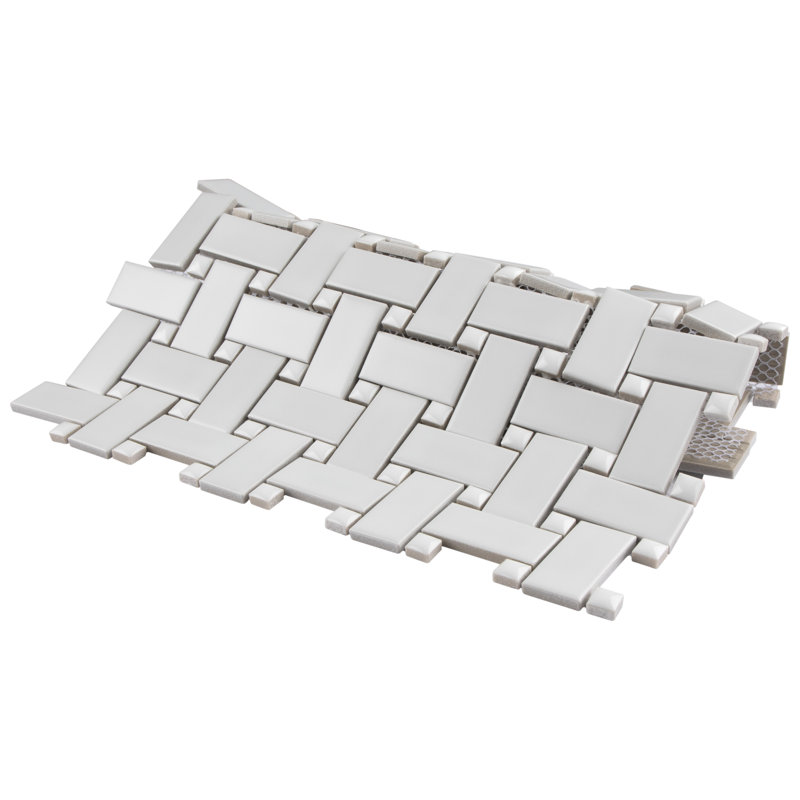 Metro 1.32" x 2" Porcelain Basketweave Mosaic Wall & Floor Tile, White