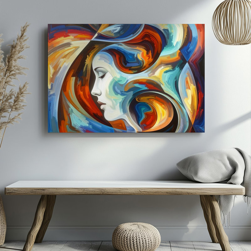 Art mural avec couleurs vives abstraites et toile de profil cachée prête à être accrochée à la galerie, décoration moderne