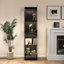 4 Tier Display Cabinet With Glass Doors, Cupboard Bookcase With 3 Color Led Light, Sensor Switch