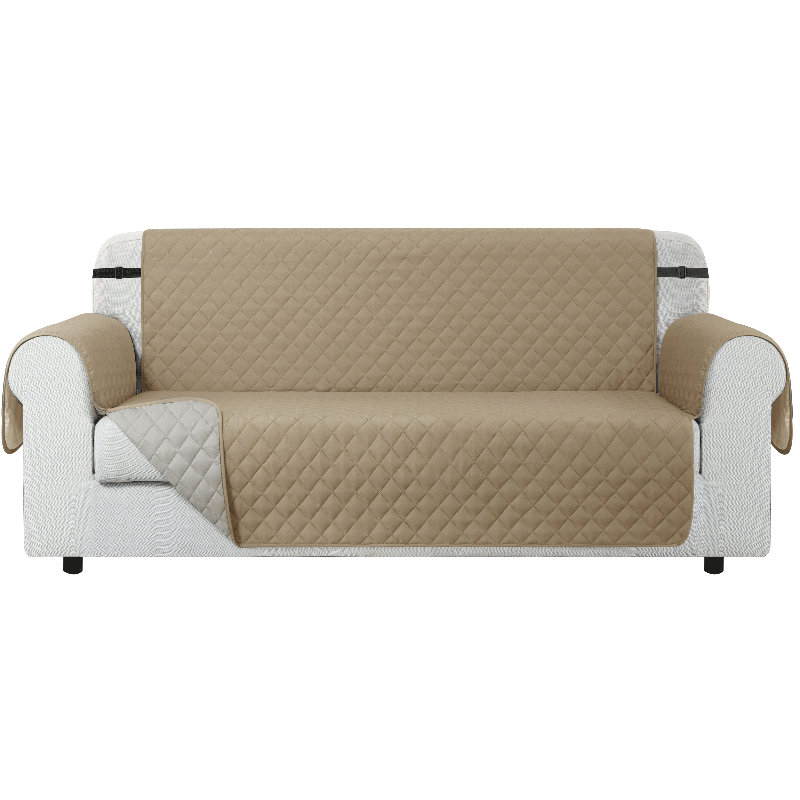 Housse de canapé pour canapé à 3 coussins, housse de canapé antidérapante pour chiens, housse de protection de meuble avec sangles élastiques en mousse pour chat (canapé XL, kaki)