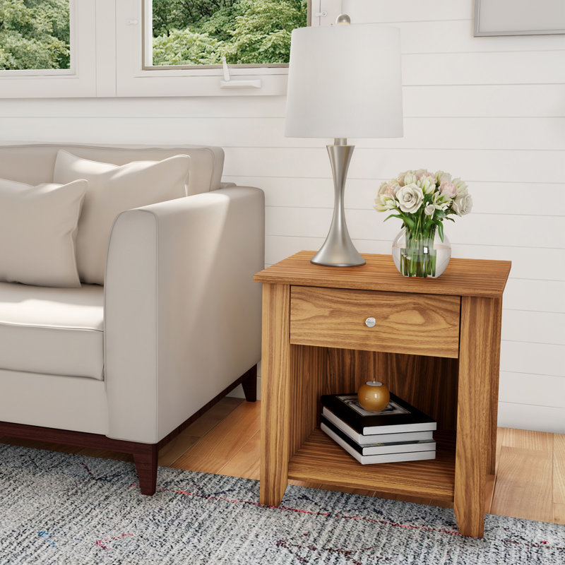Table de bout avec tiroir Ivagene - Table d'appoint avec tablette de rangement - Table de chevet en bois de style traditionnel pour chambre à coucher ou salon