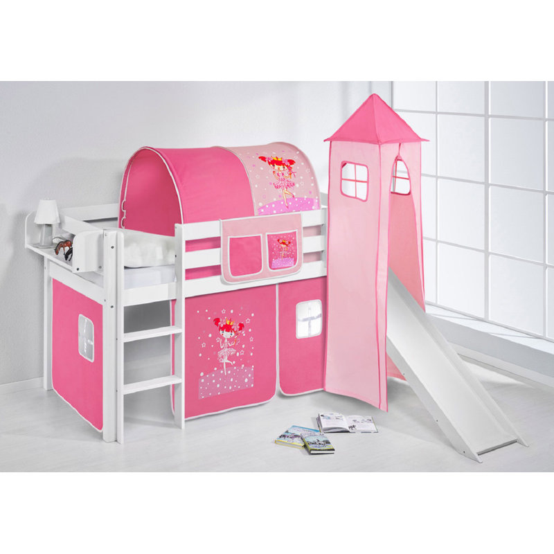 Zauberfee European Single Mid Sleeper Bed with Textil Set