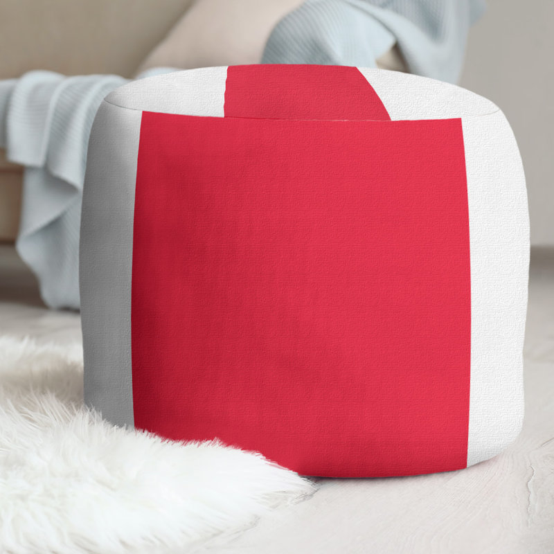 Repose-pieds cubique 21" nebraska, Blanc / Rouge