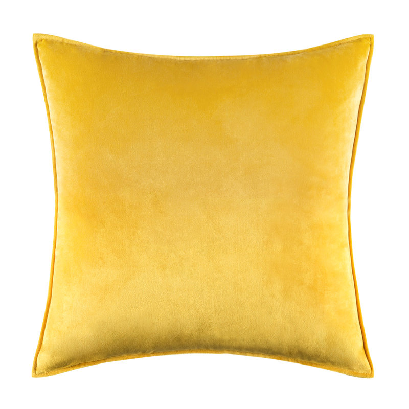 Set Of 4 Throw Velvet Cushion Covers, Yellow, 22"H x 22"W