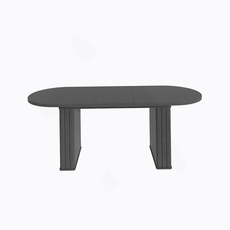 Table de salle à manger extensible pour 4 à 8 personnes, table de cuisine ovale avec base en bois pour salon familial (noir)