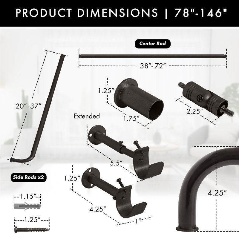 Ensemble de tringle à rideaux Rebrilliant de 1 pouce de diamètre pour fenêtre Bayview, Bronze frotté à l'huile