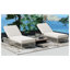 Chaise longue d'extérieur avec dossier 5 positions TREXM, chaise longue en rotin de patio en PE, beige et blanc crème-1487068323